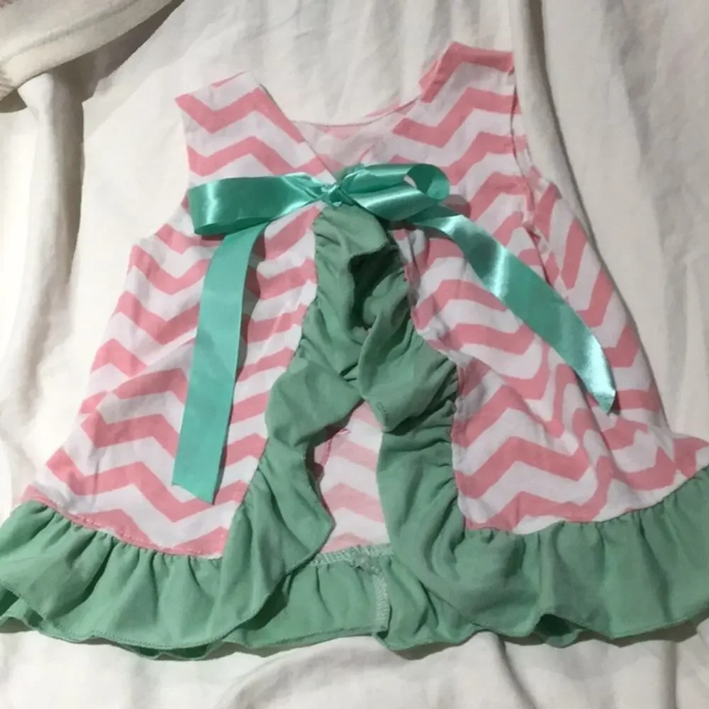 Swing open back ruffle tie top w/ diaper cover
